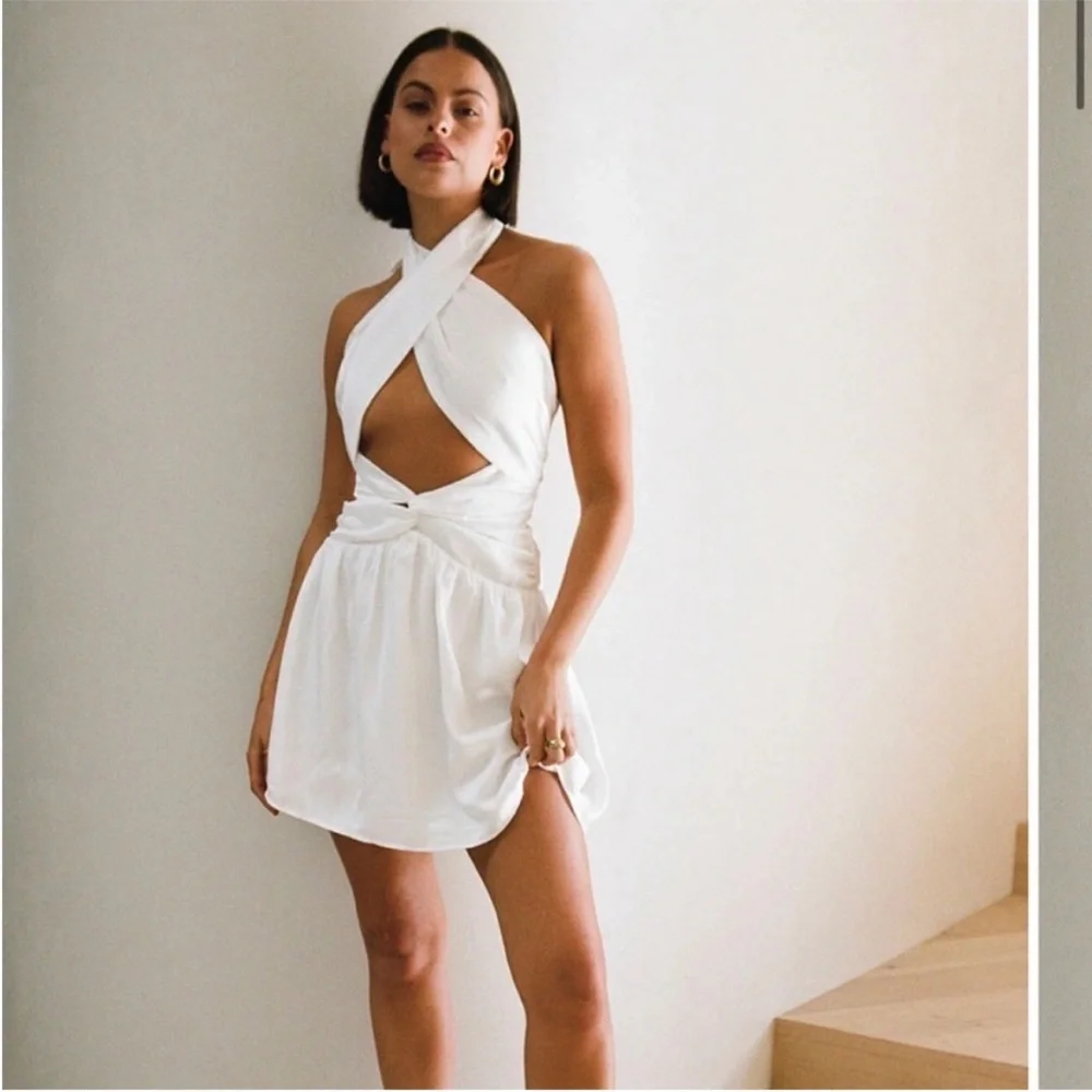 Sabo Skirt Jordan Halter White Mini Dress - Picture 1 of 3